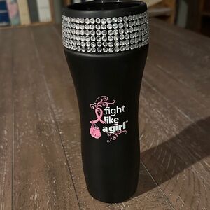 Breast Cancer Support Tumbler with Rhinestone Bling Band